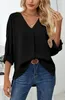 ASKSA Damen Bluse Chiffon Elegant V-Ausschnitt Langarm Hemd Produktbild-Vorschau 2