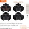 A product image showing four black corner brackets for a pergola or sunshade, along with dimensions and package contents. Náhled obrázku produktu