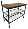 A product shot of a shelf unit with a wooden top and metal shelves. Podgląd zdjęcia produktu