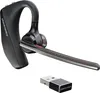 A black Plantronics Voyager 5200 UC headset and its USB dongle are displayed against a white background. Podgląd zdjęcia produktu