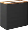 A black wicker planter with a wooden trim on a white background. Produktbild-Vorschau