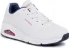 A white SKECHERS UNO sneaker with navy and red accents is shown from a side angle against a white background. Produktbild-Vorschau
