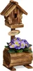 Relaxdays Deko Vogelhaus mit Blumentopf, Tannenholz, Produktbild-Vorschau 1