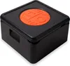 A black insulated box with an orange circular logo on the lid. Produktbild-Vorschau
