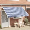vidaXL Einziehbare Markise Handbetrieben 350 cm Blau/Weiß Produktbild-Vorschau 1