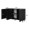 A technical drawing of a black sideboard with dimensions indicated. Produktbild-Vorschau
