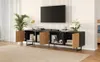 Meuble TV 180 x 40 x 50 cm, 4 portes, bois naturel, meuble Voir les images du produit 12