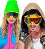 Retro Ski Brille in Neon Farben - 80er Jahre Brille Grün Produktbild-Vorschau 2