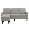 L-förmiges Ecksofa mit Chaiselongue, 3-Sitzer-Leinensofa Produktbild-Vorschau 3