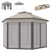 Outsunny Gartenpavillon Faltpavillon mit 6 Seitenteile Produktbild-Vorschau 1