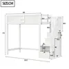A technical drawing of a white loft bed with dimensions indicated. Voir les images du produit