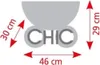 Diagram showing dimensions of a product, with the word 'CHIC' visible. Produktbild-Vorschau