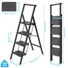 Escalera plegable de 4 peldaños con barandilla y peldaños Vista previa de la imagen del producto 2