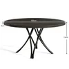 A round dining table with a dark wood top and black metal legs, shown from a side angle with dimensions indicated. Anteprima dell’immagine prodotto