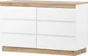 A dresser with six drawers and a wooden top. Voir les images du produit