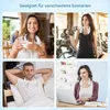 Collage showing people in different scenarios using a portable neck fan. Produktbild-Vorschau