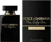 A black bottle of Dolce & Gabbana The Only One Eau de Parfum Intense perfume is shown next to its black and gold packaging. Podgląd zdjęcia produktu