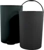 Two dark-colored trash cans are shown against a white background. One is a dark green trash can on the left, and the other is a black trash can with a handle on the right. Náhľad obrázku produktu