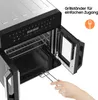 A person's hand is pulling out a rack from an open air fryer oven. Anteprima dell’immagine prodotto