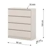 A chest of drawers with dimensions indicated. Produktbild-Vorschau