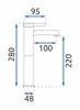 A diagram showing the dimensions of a faucet. Podgląd zdjęcia produktu