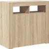 vidaXL Sideboard mit LED-Leuchten Sonoma-Eiche 80x35x75 cm Produktbild-Vorschau 3