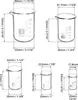 A diagram showing multiple glass beakers with dimensions indicated by lines and text. Anteprima dell’immagine prodotto