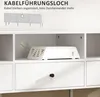 A close-up view of a white TV cabinet with a cable management hole and a device inside. Produktbild-Vorschau