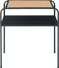 A product shot of a two-tiered side table with a wooden top and a black metal frame. Náhľad obrázku produktu