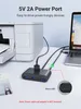 A USB hub is shown connected to a laptop and a printer, with text highlighting its power capabilities. Náhľad obrázku produktu