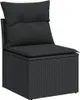 A black outdoor sofa module with cushions on a white background. Podgląd zdjęcia produktu