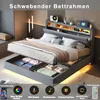 A modern bed frame with storage drawers and LED lighting, showcasing its features. Anteprima dell’immagine prodotto