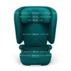 A teal child car seat with dimensions indicated by measurement lines and text. Produktbild-Vorschau