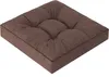 A brown tufted square cushion is shown from a slightly elevated angle against a white background. Náhled obrázku produktu