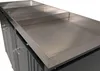 A close-up view of a stainless steel countertop on a dark gray cabinet base, likely part of a trash can enclosure. Náhľad obrázku produktu