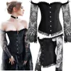 Schwarzes Gothic-Korsett mit Bauchkontrolle aus Spitze Produktbild-Vorschau 1