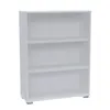 A white, three-shelf bookcase shown from the front. Produktbild-Vorschau