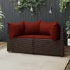 vidaXL Canapé d'angle de jardin avec coussins 2 pcs. Marron Voir les images du produit 2