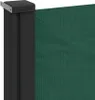 A close-up view of a dark green retractable side awning attached to a black post. Náhľad obrázku produktu