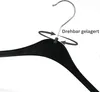 A black plastic hanger with a silver hook, shown against a white background. Arrows indicate the hanger's hook is rotatable. Produktbild-Vorschau