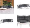 vidaXL 4 tlg. Garten Lounge Set mit Kissen Weiß Kiefernholz Produktbild-Vorschau 1