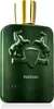 A green perfume bottle with gold accents. Produktbild-Vorschau