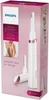 The image shows the packaging of a Philips Satin Compact touch-up pen trimmer. The packaging is predominantly pink and white, with images of the product and its features. Náhled obrázku produktu