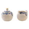 Clayre & Eef Milch und Zucker-Set Blau Porzellan Blumen Produktbild-Vorschau 2
