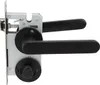 A close-up view of a black and silver door lock mechanism with handles. Produktbild-Vorschau