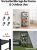 Collage showing the product in a living room and outdoors, with close-ups of accessories and shelves. Produktbild-Vorschau