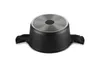 The bottom view of a black pot with two handles is shown against a white background. Produktbild-Vorschau