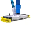 Close-up of a pool vacuum head with a blue hose attached, set against a white background. Produktbild-Vorschau