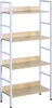 A four-shelf storage unit with a white metal frame and light oak wood shelves, presented against a white background. Náhľad obrázku produktu