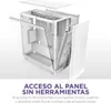 An exploded view of a white computer case, showing its internal components and panels detached for assembly or maintenance. Produktbild-Vorschau